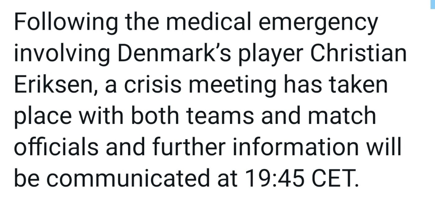Comunicato UEFA, Eriksen è in ospedale, è stabile!